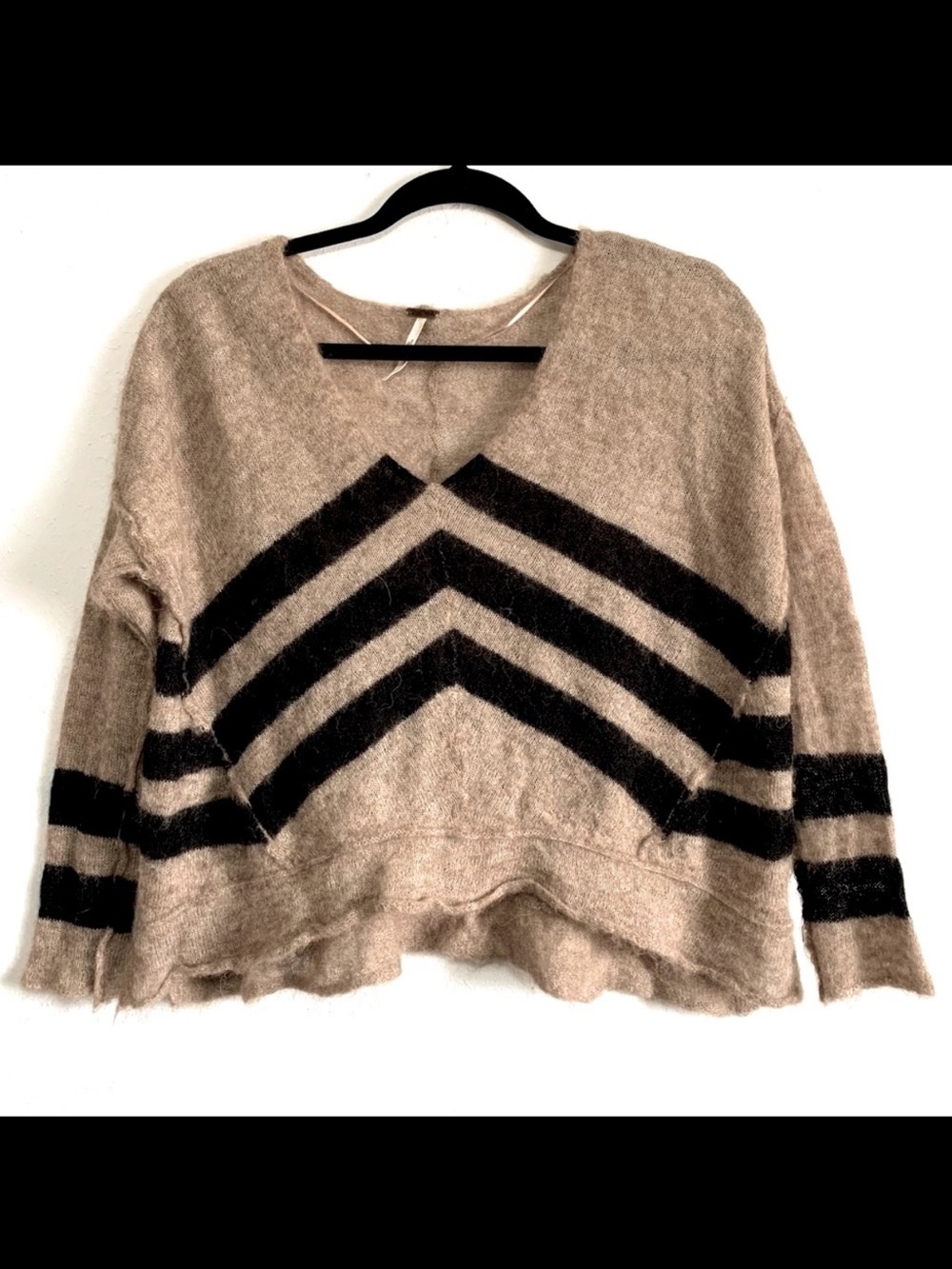 Free People Distressed Knit V-Neck Sweater